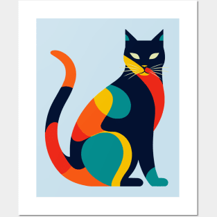 Abstract Shapes Cat blue Posters and Art